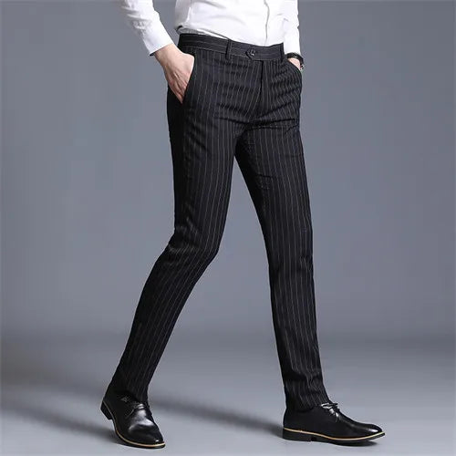 Autumn Solid Business Casual Suit Pants Formal Office Trousers for Men