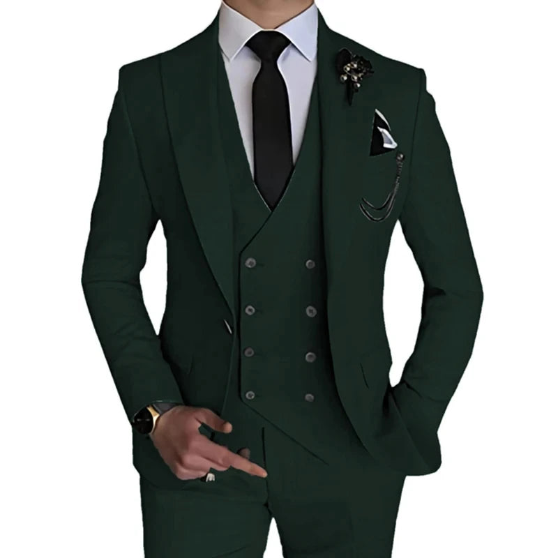 Fashion New Men's 3-Piece Business Wedding Suit Set – Blazer, Vest & Pants