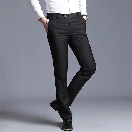 Autumn Solid Business Casual Suit Pants Formal Office Trousers for Men