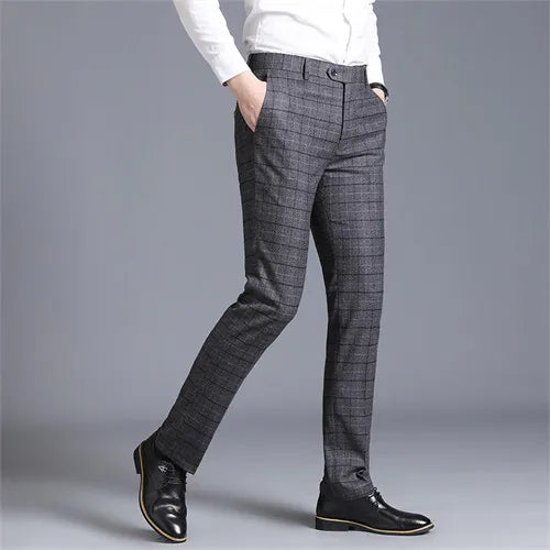 Autumn Solid Business Casual Suit Pants Formal Office Trousers for Men