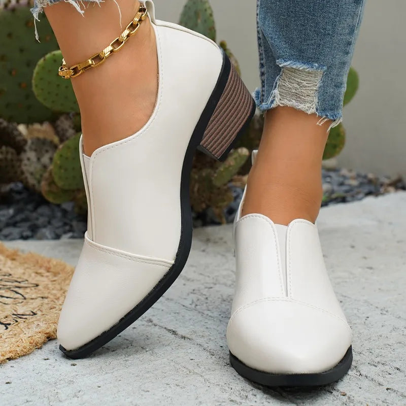 Block Heel Round Toe Shoes For Women