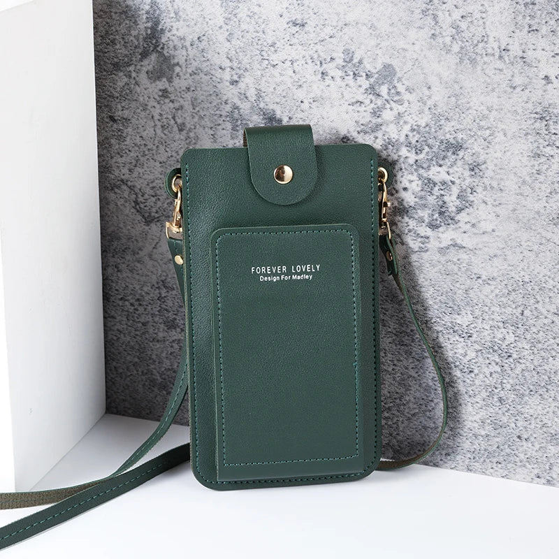 2024 new solid color fashion simple shoulder bag slung mobile phone bag women's driver's license card wallet