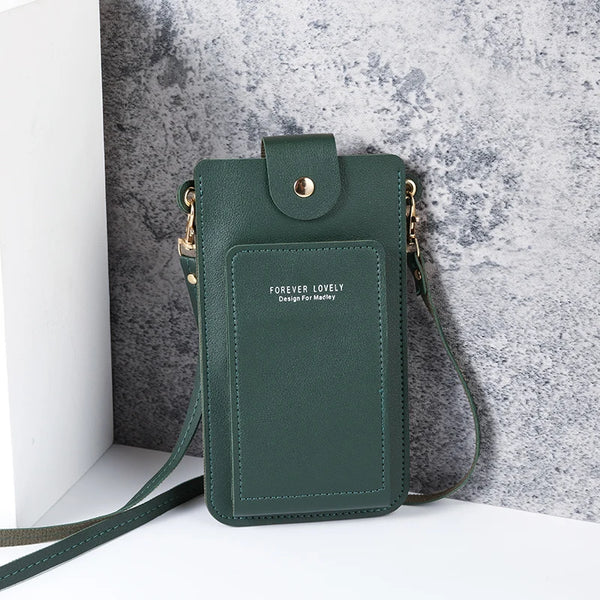 2024 new solid color fashion simple shoulder bag slung mobile phone bag women's driver's license card wallet