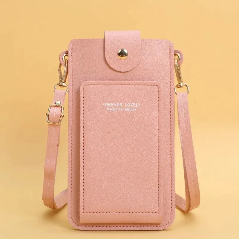 2024 new solid color fashion simple shoulder bag slung mobile phone bag women's driver's license card wallet