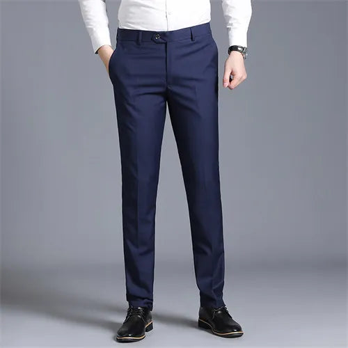 Autumn Solid Business Casual Suit Pants Formal Office Trousers for Men