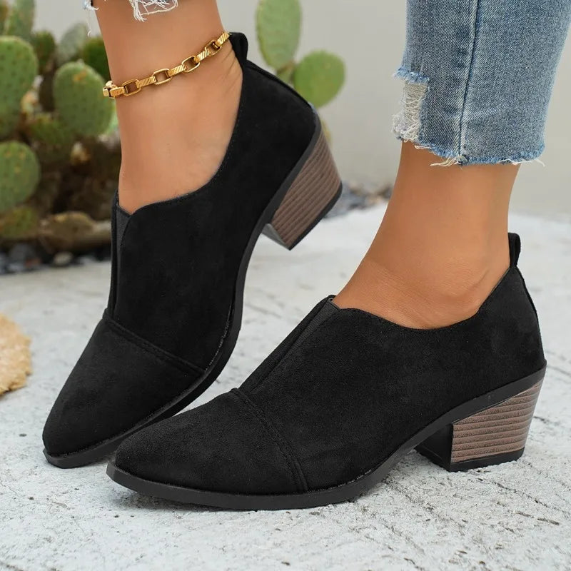 Block Heel Round Toe Shoes For Women
