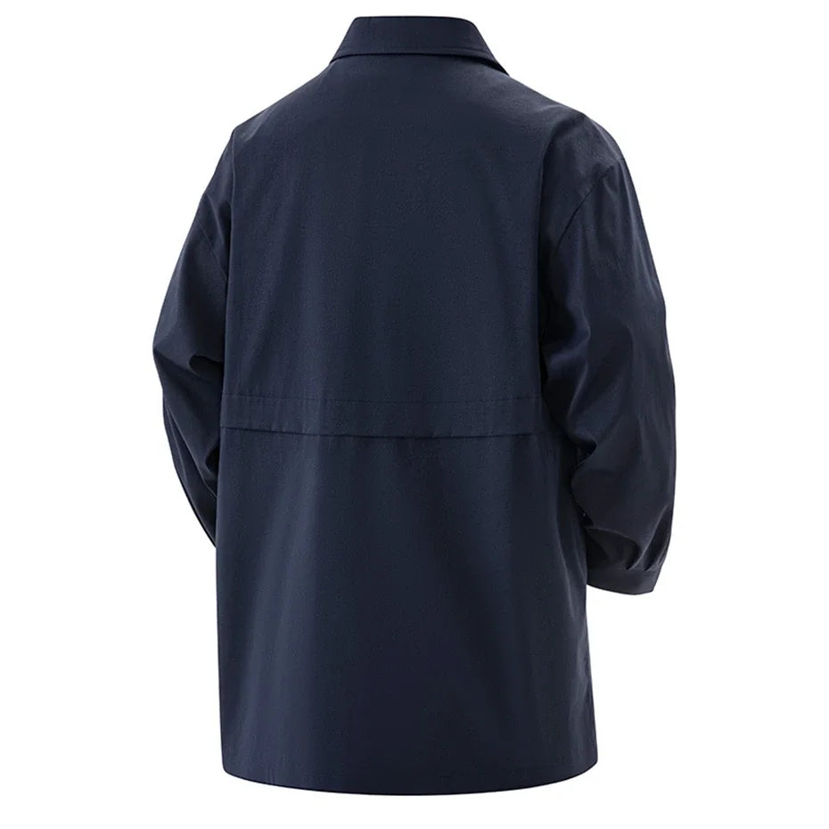 Big Size Men Trench Coat Single Button Windbreaker Long Cardigan Jacket Spring Korean Style Outwear