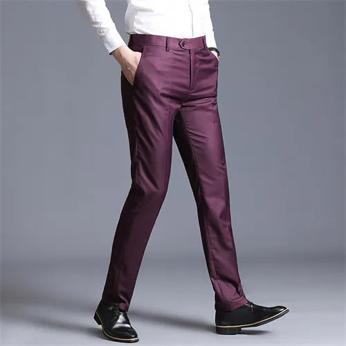 Autumn Solid Business Casual Suit Pants Formal Office Trousers for Men