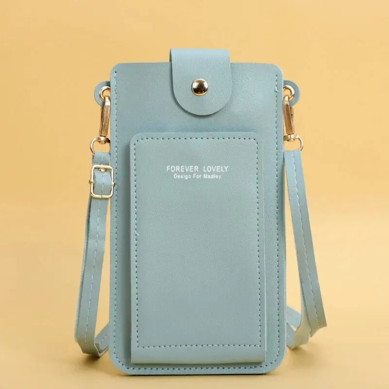 2024 new solid color fashion simple shoulder bag slung mobile phone bag women's driver's license card wallet