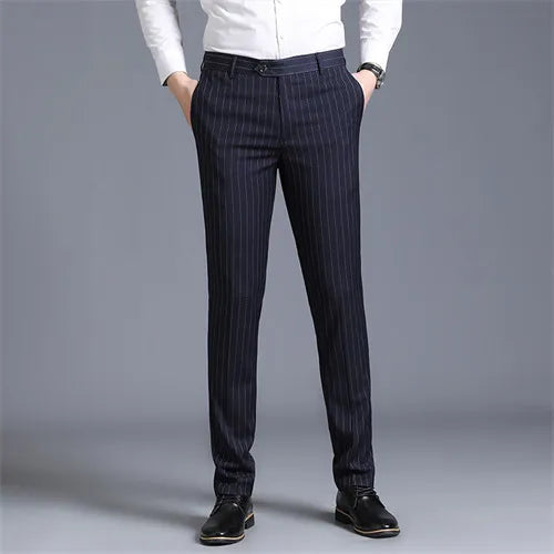 Autumn Solid Business Casual Suit Pants Formal Office Trousers for Men