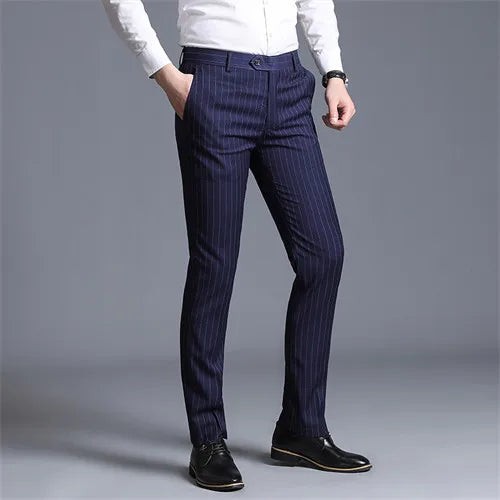 Autumn Solid Business Casual Suit Pants Formal Office Trousers for Men