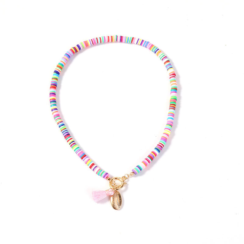 Bohemian Shell Necklace for Women | Pink Tassel Aesthetic Necklace | Soft Girl Jewelry | Velphine