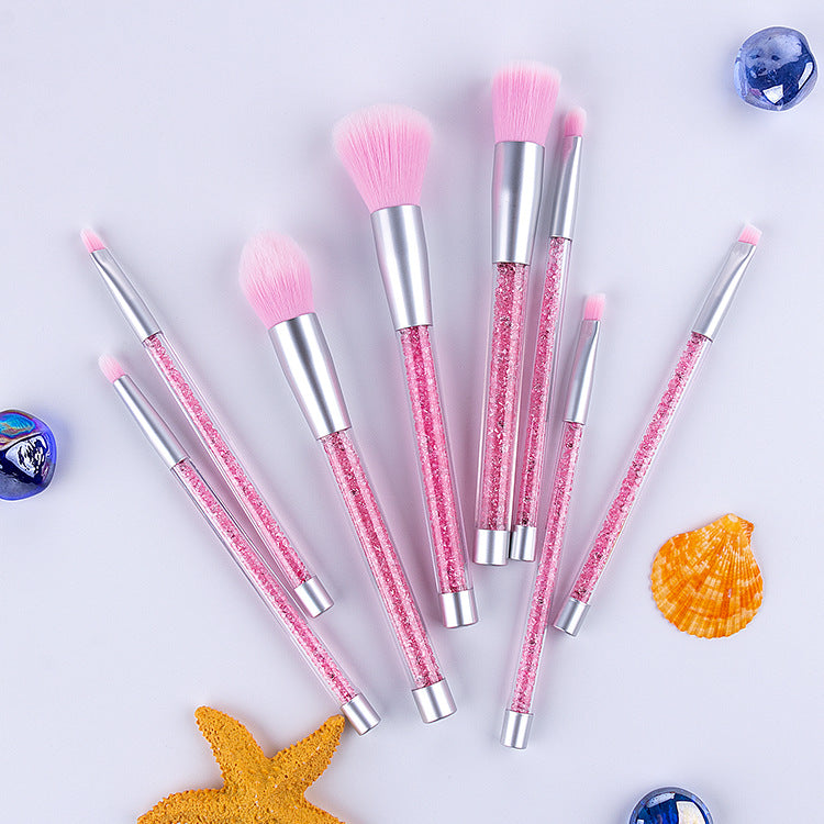 Velphine Crystal Pink Makeup Brush Set – 8-Piece Aesthetic Beauty Kit 🖌️✨