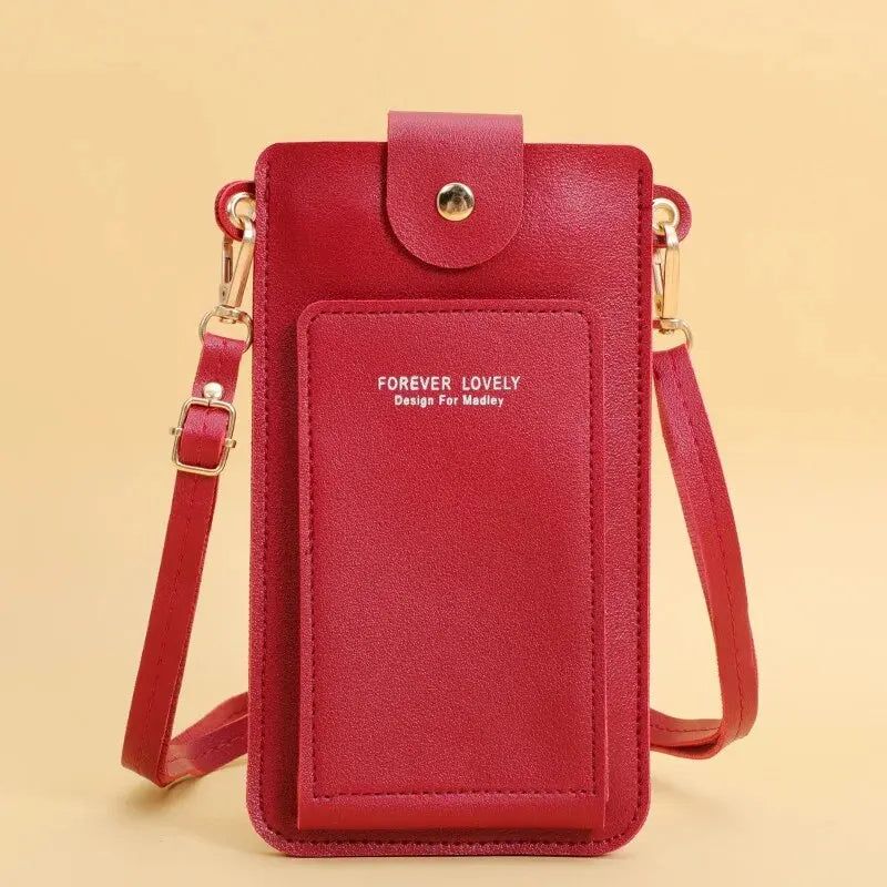2024 new solid color fashion simple shoulder bag slung mobile phone bag women's driver's license card wallet