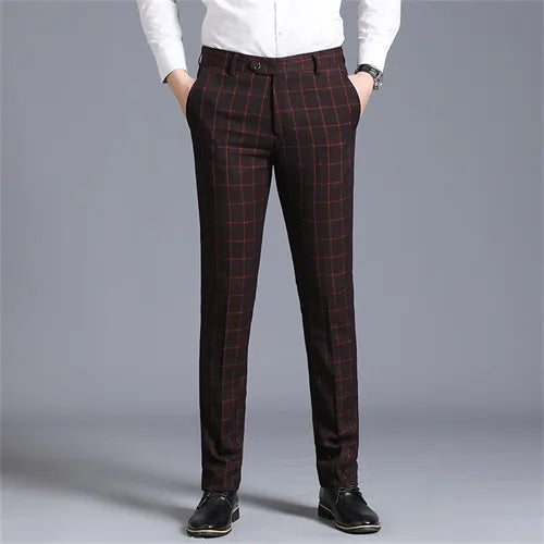 Autumn Solid Business Casual Suit Pants Formal Office Trousers for Men