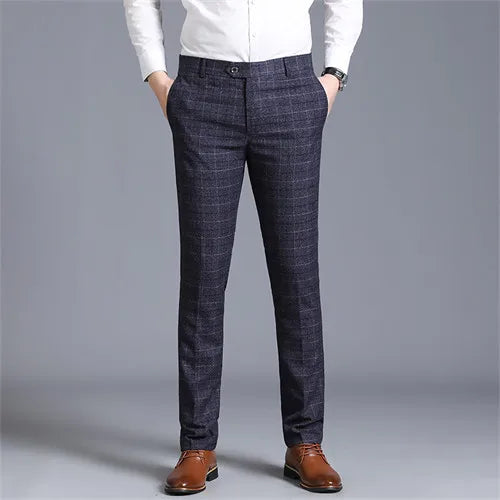 Autumn Solid Business Casual Suit Pants Formal Office Trousers for Men