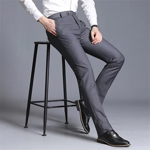 Autumn Solid Business Casual Suit Pants Formal Office Trousers for Men