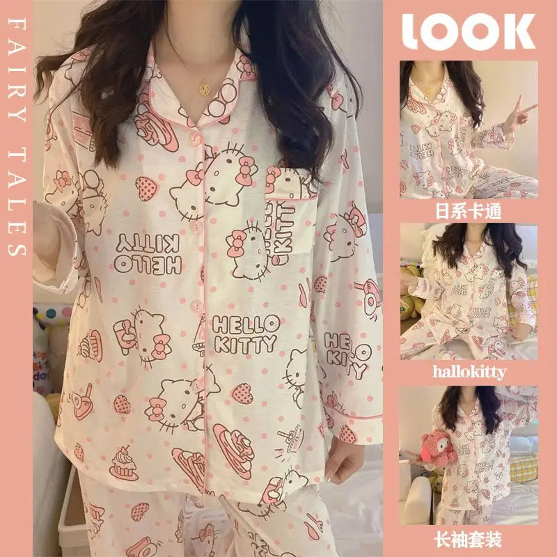 Anime Mickey Mouse Cartoon Women Velvet Pajamas Set Autumn Winter Round Neck Loose Plush Warm Homewear Girls Kawaii Nightwear