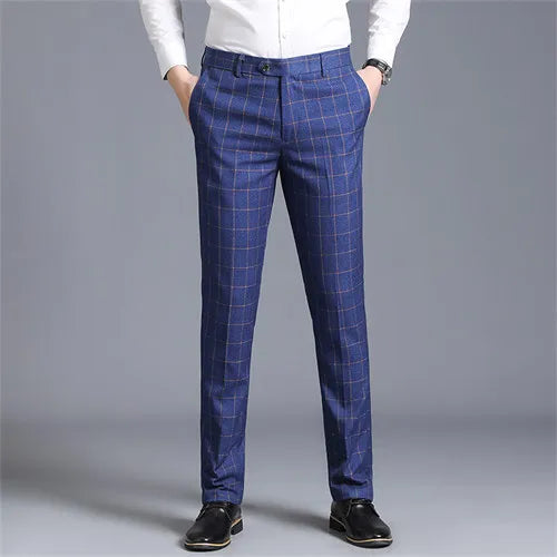 Autumn Solid Business Casual Suit Pants Formal Office Trousers for Men