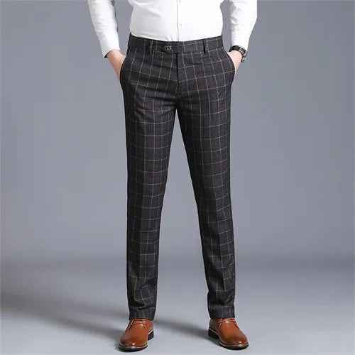 Autumn Solid Business Casual Suit Pants Formal Office Trousers for Men
