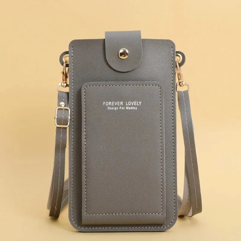 2024 new solid color fashion simple shoulder bag slung mobile phone bag women's driver's license card wallet