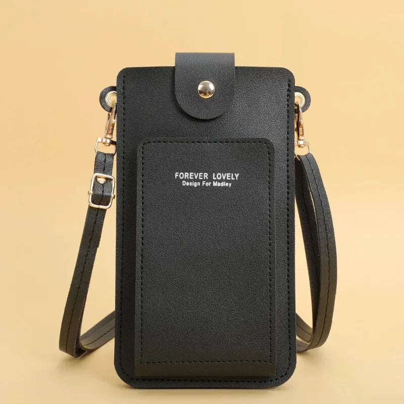 2024 new solid color fashion simple shoulder bag slung mobile phone bag women's driver's license card wallet