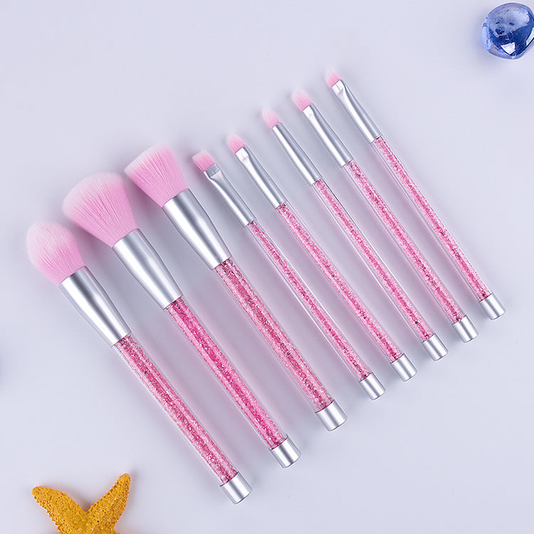 Velphine Crystal Pink Makeup Brush Set – 8-Piece Aesthetic Beauty Kit 🖌️✨